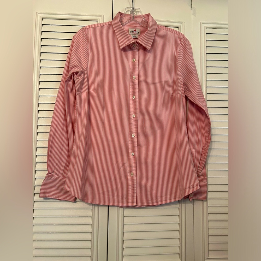 J Crew Pink Strip Button Down Stretch Perfect size S